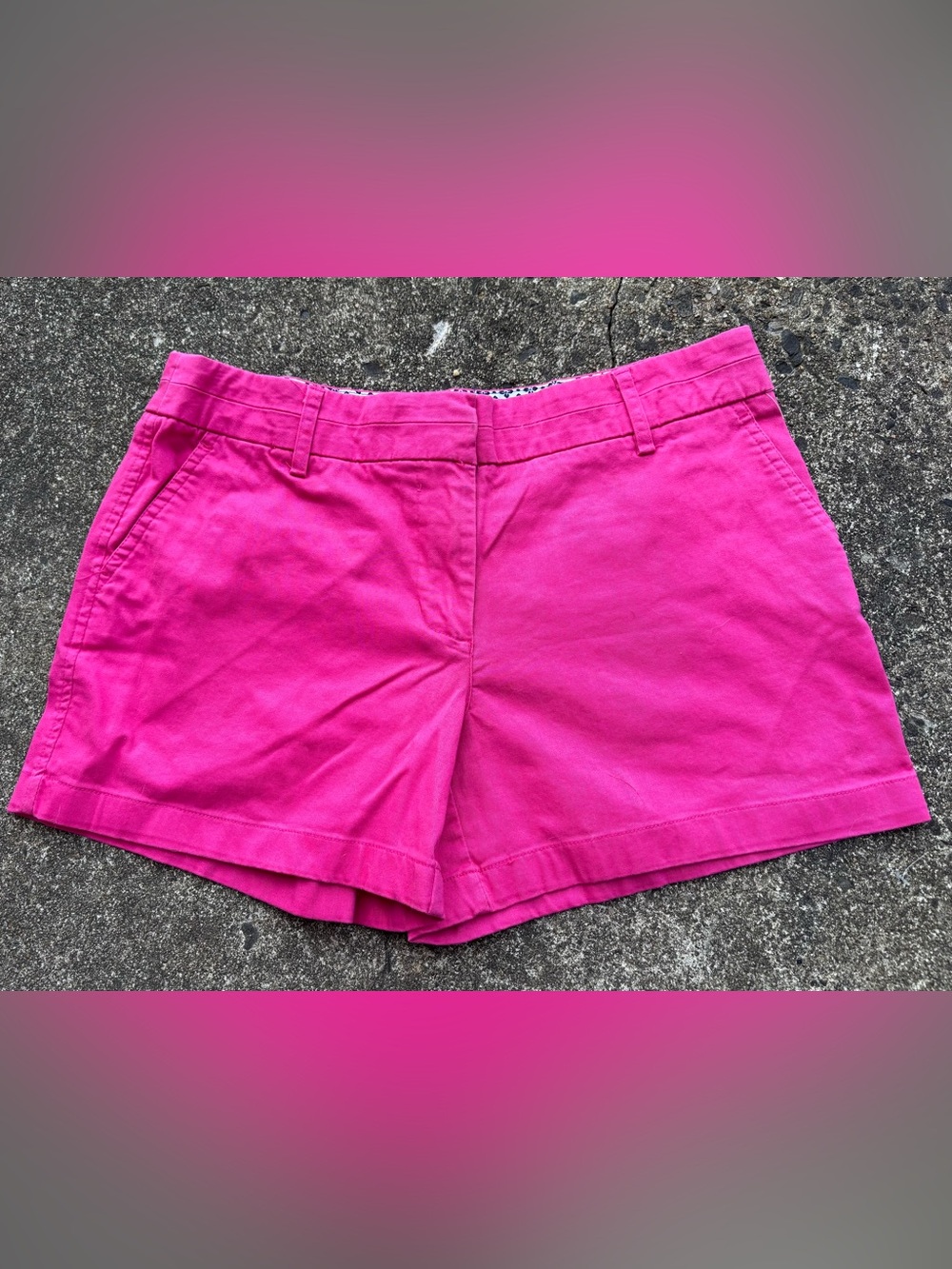 British Khaki Bright Pink Cotton Bermuda Shorts